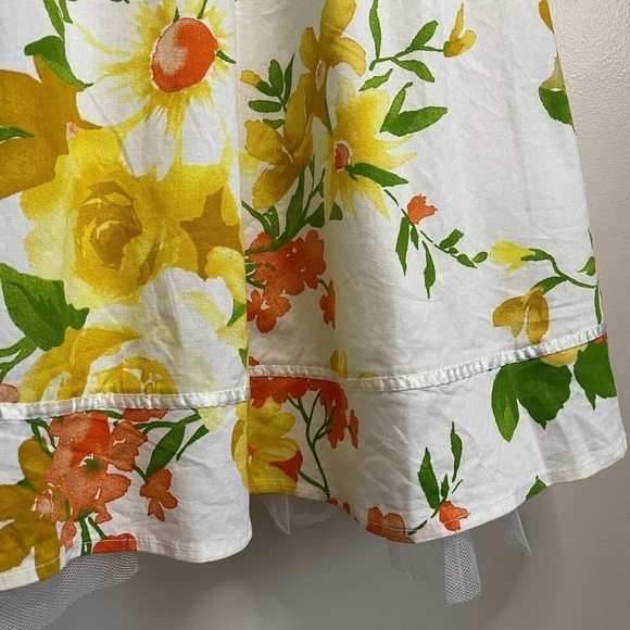 Flower Print ruched top Dress Spaghetti Strap Aline Sleeveless tule Dress - Picture 7 of 11